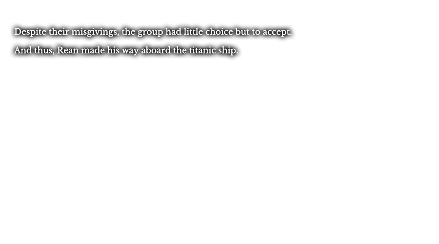 Despite their misgivings, the group had little choice but to accept. And thus, Rean made his way aboard the titanic ship.
